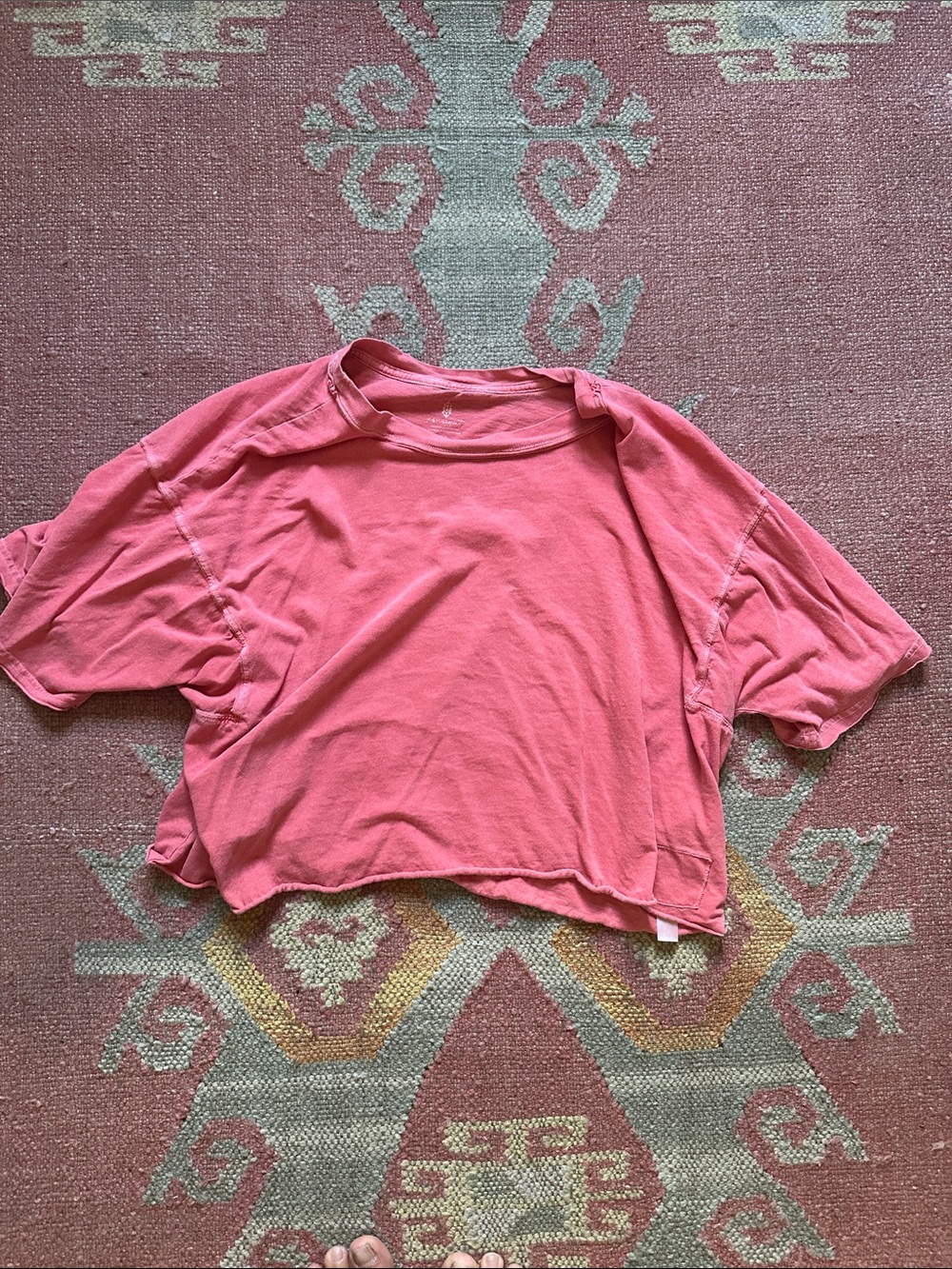 oversized free people red cropped t shirt size xs